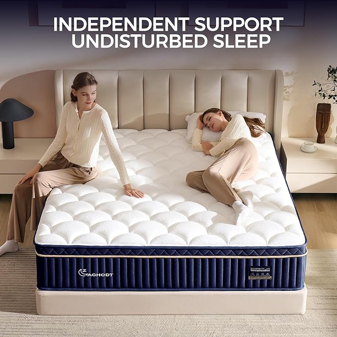 Queen Mattress, 14 Inch Queen Size Hybrid Mattress in a Box, Medium Firm Memory Foam mattress, with Individual Pocket Springs, Upgrade Zoned Support, Motion Isolation&Pressure Relief, CertiPUR-US