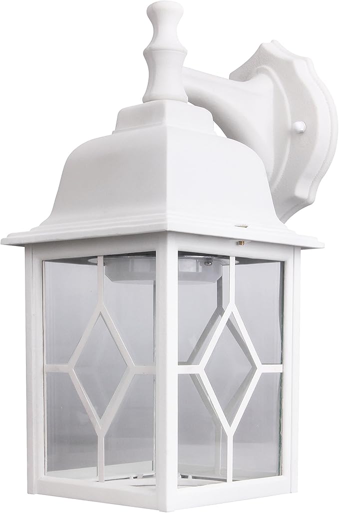 LIT-PaTH Outdoor LED Wall Lantern, White Large Exterior Wall Light Fixture, 5000K Daylight White, 11W 1000 Lumen, Anti-Rust Aluminum Porch Lighting for Outside, Patio, Garage, 1 Pack