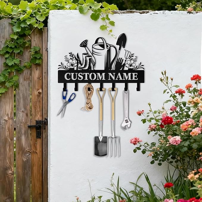 Personalised Key Holder for Wall, Garden Tool Organizer, Key Holder Wall Mount, Garden Decor, Heavy Duty Key Organizer Rack for Outdoor Yard Entryway Office Storeroom, Gardening Gifts