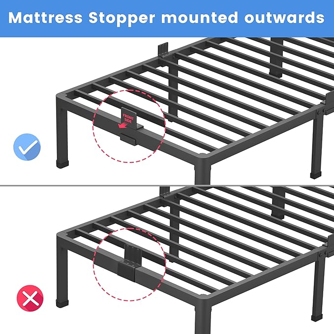 MAF 7 Inch Twin Metal Platform Bed Frame with Round Corner Legs, 3000 LBS Heavy Duty Steel Slats Support, Noise Free, No Box Spring Needed, Easy Assembly