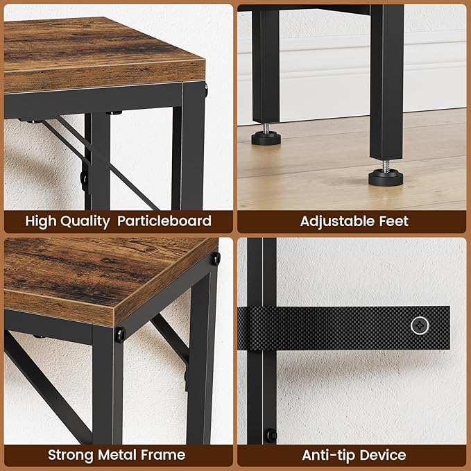 Narrow Console Table with Storage Basket, 47.2'' Behind The Couch Table, Skinny Sofa Table, Entryway Table, Small Console Table, Display Table for Hallway, Foyer, Living Room, Rustic Brown