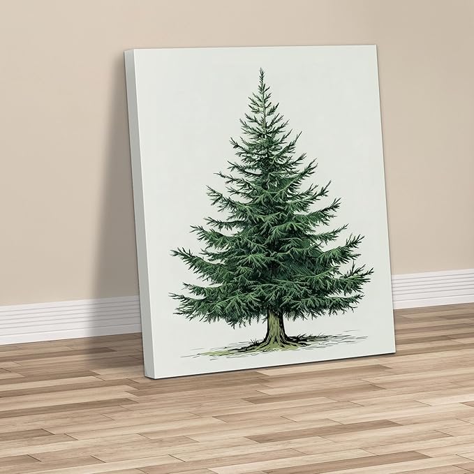 Framed Christmas Pictures Wall Decor,Vintage Pine Tree Prints,Winter Christmas Canvas Wall Art Decoration for Bedroom Bathroom Living Room Rustic Xmas Holiday Gifts (Christmas Tree 5, 11'' X 14'')