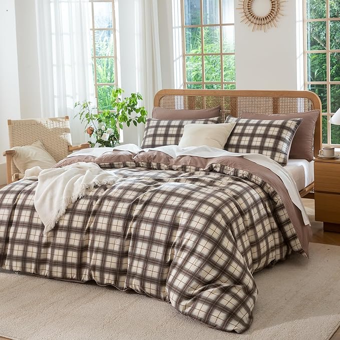 Buffalo Plaid Comforter Set King 3 Pieces Soft Cute Plaid Bedding Comforter Lightweight Check Geometric Style Geometric Comforter Set for All Seasons 1 Comforter and 2 Pillowcases