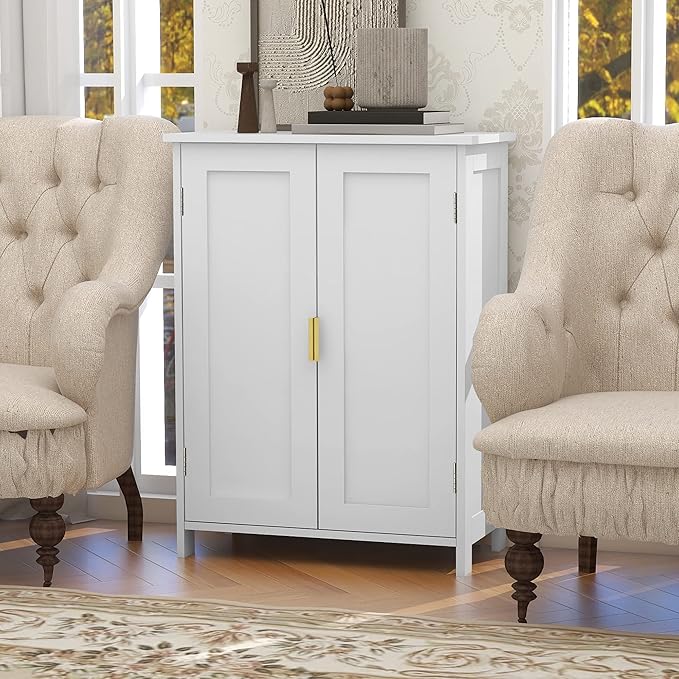 TaoHFE White Bathroom Storage Cabinet,Bathroom Cabinets Freestanding with 2 Doors,Towel Cabinet for Bathrooms,Restroom Cabinets,Small Storage Cabinet for Office,Restaurant,Living Room