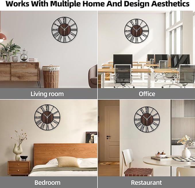 20 Inch Large Metal Wall Clock with Voice and Light Sensor Night Light, Glow in The Dark Non-Ticking Silent Battery Operated Decorative Oversized Wall Clock for Bedroom Living Room Decor