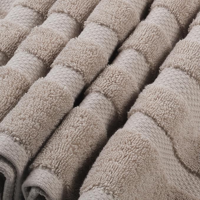SOFE H&L | Olea Luxury Turkish Cotton Hand Towels Set of 4 Sand | Premium, Soft, Durable, Absorbent | Hotel Quality Plush Towels and Thick Towel Sets