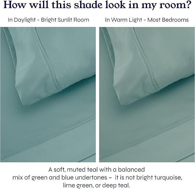 California Design Den Twin XL Sheet Sets - 400 Thread Count Sateen, 100% Cotton Sheets Set, Deep Pockets, Cooling and Durable Bedding for Dorm Rooms & Adults - Teal