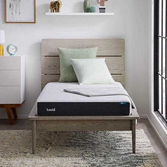 Lucid 6 Inch Memory Foam Mattress – Low Profile – Medium Firm Feel - Infused with Bamboo Charcoal and Gel - Bed in a Box - Temperature Regulating - Breathable - Full Size