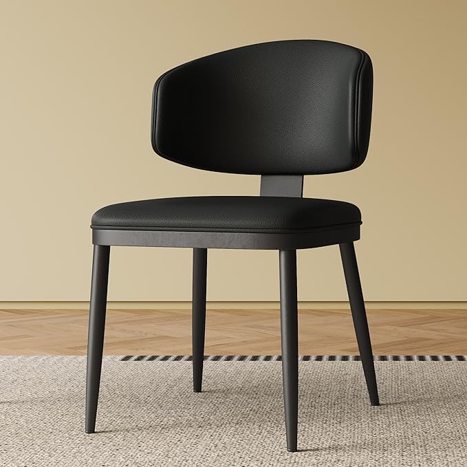 Dining Chairs Set of 2, Modern Faux Leather Dining Metal Legs for Living Kitchen Dining Room
