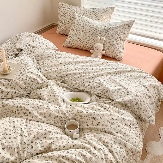 EAVD Twin XL Comforter Set Floral Pattern Girls Soft Microfiber Chic Cute Small Floral Bedding Comforter Set with 2 Pillowcases Fresh Botanical Comforter Set for All-Season