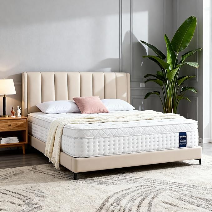 12 Inch Twin XL Mattress, Plush Hybrid Mattresses with Gel Memory Foam in a Box, Individual Pocket Springs for Pressure Relief & Motion Isolation, CertiPUR-US Certified,100-Night Trial