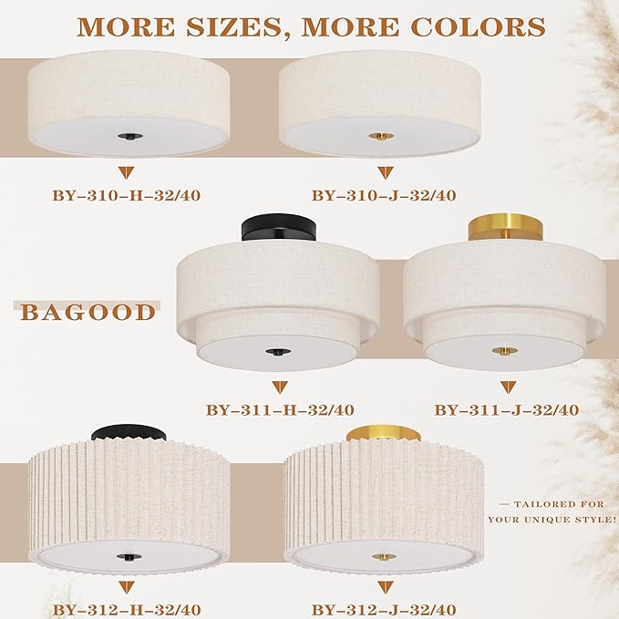 15.7 Inch 3-Light Drum Modern Black Ceiling Light Fixture Flush Mount Ceiling Light Fixture Dimmable Close to Ceiling Light Fixture with Fabric Shade for Living Room Hallway Entryway Bedroom