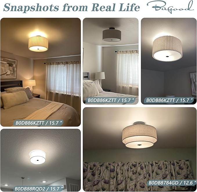 12.6 Inch Flush Mount Ceiling Light 2-Light Drum Modern Black Light Fixture Ceiling Light Fixture Close to Ceiling Light Fixture with Fabric Shade for Living Room Hallway Entryway Kitchen Bedroom