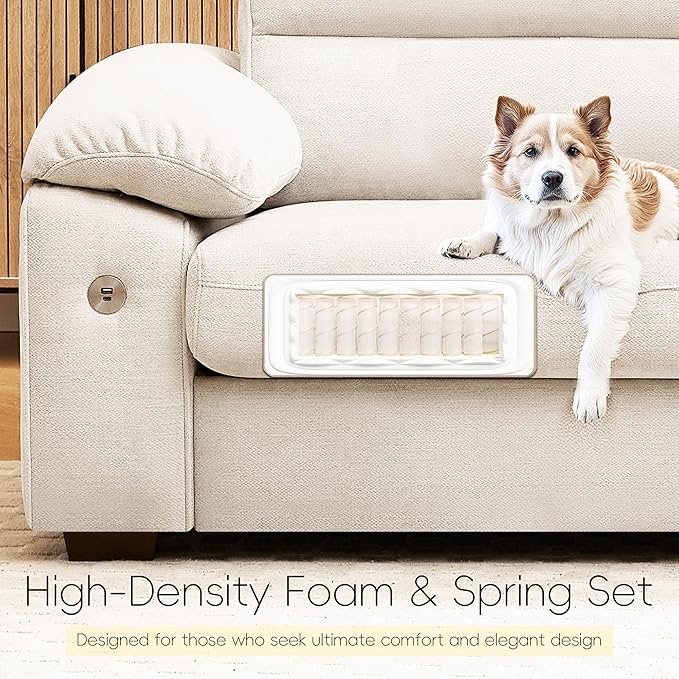 Ihanherry 72" Modern Sofa for Living Room, Deep Seat Chenille Loveseat with Fast Charging Port & Removable Washable Cushions, Pillow-Armrest Couch for Small Space/Apartment, Sturdy Frame, Beige