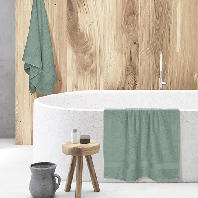 BOUTIQUO Cotton 2 Pack Oversized Bath Towel Set, Large Bath Towels 27x54, Ultra Soft, Absorbent, Compact, Quick Drying and Lightweight, Eco-Friendly and 100% Recyclable Towel Set - Jade