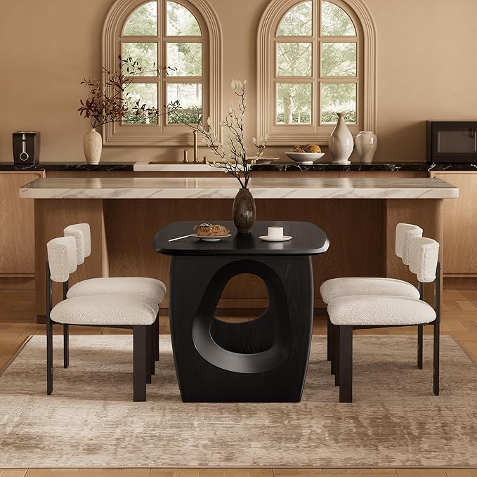 Morden Fort Modern Dining Table for 4-6 People,68'' Rectangle Dining Table, Kitchen Table with Pedestal Base, Dinner Table for Dining Room, Kitchen, Living Room (Black)