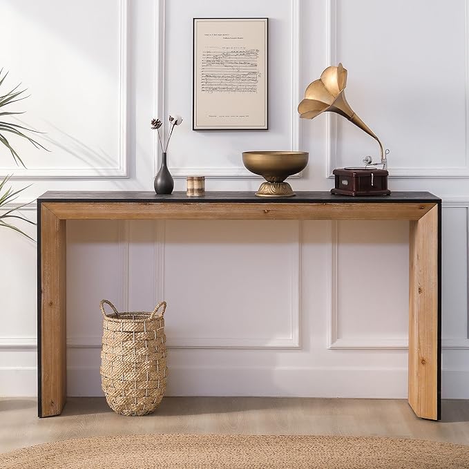 Modern Console Table for Living Room, Wooden Console Table Narrow Entryway Table, Rustic Sofa Table Behind Couch for Hallway Foyer (59 Inch, Natural Wood)