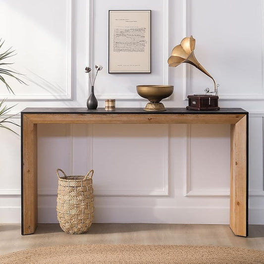 Modern Console Table for Living Room, Wooden Console Table Narrow Entryway Table, Rustic Sofa Table Behind Couch for Hallway Foyer (59 Inch, Natural Wood)