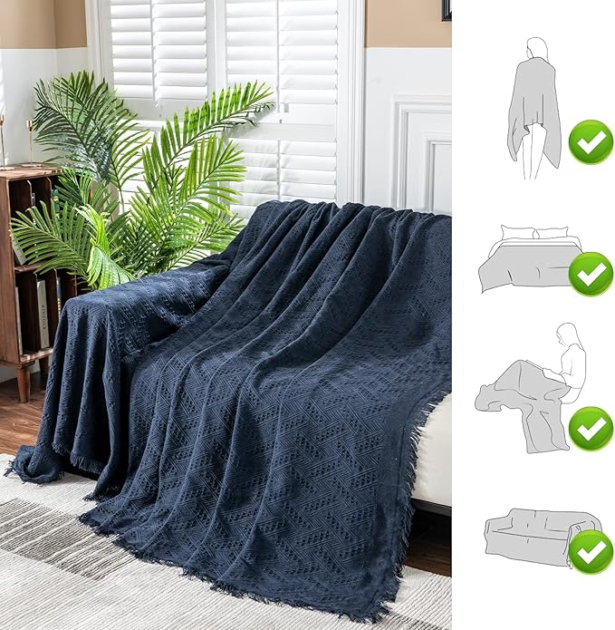 MYSKY HOME Sofa Covers & Slipcovers for 2 Cushion Couch, Living Room & Sectional Sofa Couch Covers for Dogs, Navy Blue (Large: 71" x 102")