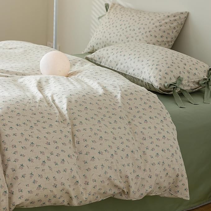 EAVD Garden Style Small Floral Comforter Set Twin XL Fluffy Soft Microfiber Chic Shabby Floral Bedding Set with 2 Pillowcases Reversible Cute Botanical Comforter Set for All-Season
