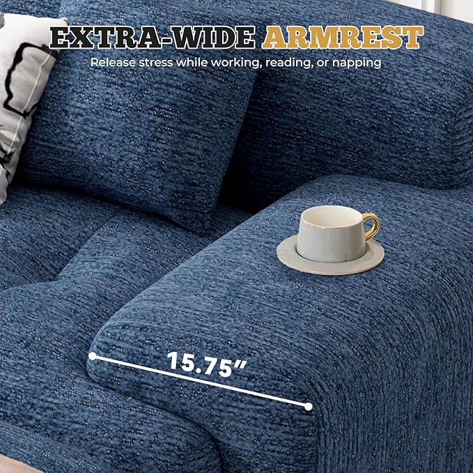 158" Modern U Shaped Modular Sectional Sofa, Boneless Couches for Living Room with Ottoman,6 Seater Convertible Chenille Cloud Couch Sofa Set, No Assembly Required, Blue 1 PCS