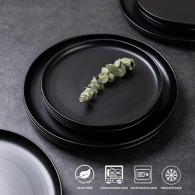 AmorArc Ceramic Dinnerware Sets, Wavy Rim Stoneware Plates and Bowls Sets, Highly Chip and Crack Resistant | Dishwasher & Microwave & Oven Safe Dishes set, Service for 6 (18pc)
