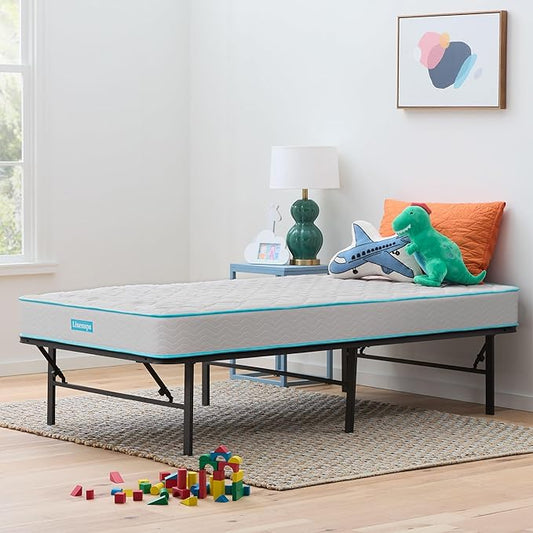 Linenspa 6-Inch Innerspring Mattress - Twin XL + 14-Inch Folding Platform Bed Frame
