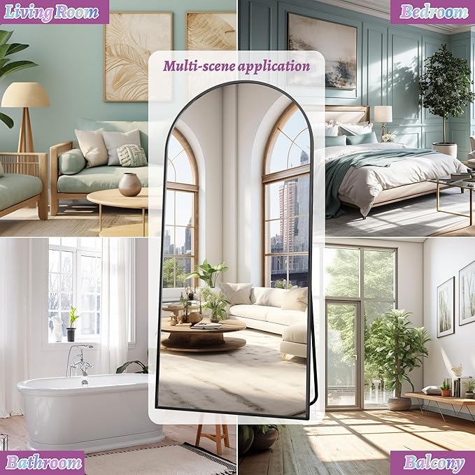 Floor Mirror, 68"×26" Full Length Mirror with Stand for Bedroom Living Room, Black