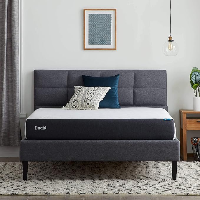 Lucid 8 Inch Memory Foam Mattress - Medium Plush Feel - Infused with Refreshing Bamboo Charcoal and Cooling Gel - Bed in a Box - Temperature Regulating - Pressure Relief - Breathable - Twin XL Size