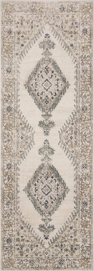 Loloi Teagan Collection TEA-02 Oatmeal/Ivory 3'-4" x 5'-7" Accent Rug, Large, Soft Neutral Rug, High-Traffic for Living Room, Bedroom, Home Office, Dining Area