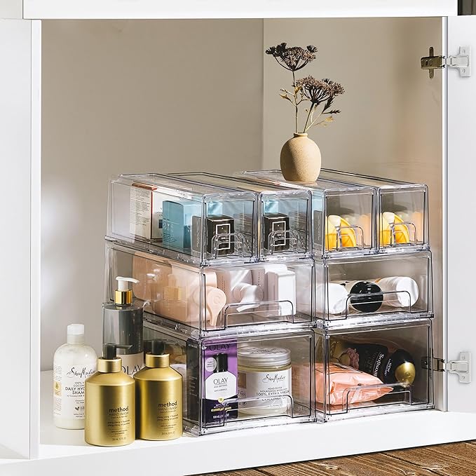 Sorbus Small Clear Storage Drawers (2 Pack)