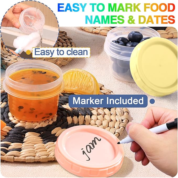 6pcs 2 oz Salad Dressing Container To Go Small Sauce Containers with Lids, Reusable Condiment Cups for Lunch Box, Leakproof, Freezer, Microwave & Dishwasher Safe