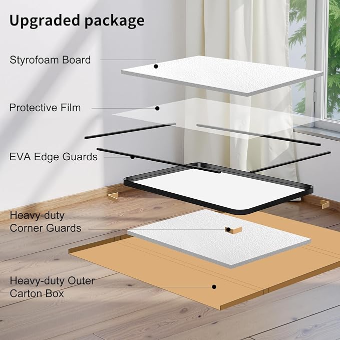 FORBATH 55x36 Inch Large Bathroom Mirror for Double Sinks, Brushed Black Deep Frame Wall Mirror with Rounded Corners, Anti-Rust Tempered Glass for Modern Farmhouse Vanity (Horizontal/Vertical)