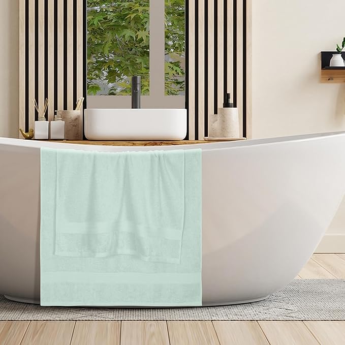 BOUTIQUO Cotton 2 Pack Oversized Bath Towel Set, Large Bath Towels 27x54, Ultra Soft, Absorbent, Compact, Quick Drying and Lightweight, Eco-Friendly and 100% Recyclable Towel Set - Sea Green