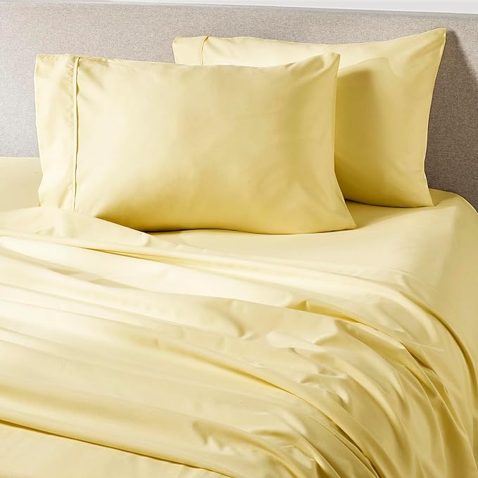 PeachSkinSheets Buttercream Yellow Sheet Set - 1500tc Level of Softness - Extra Soft Cooling Sheets for Hot Sleepers and Night Sweats - Twin Size