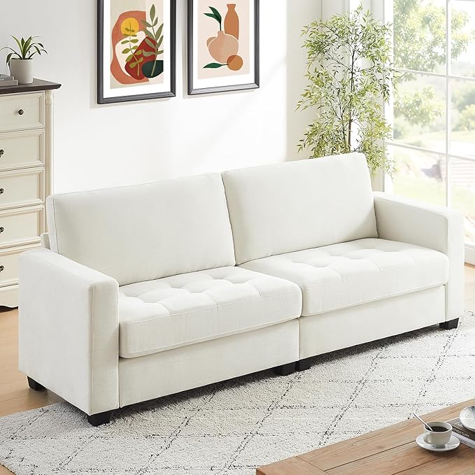 90" Modern Sofa Couches for Living Room, 3 Seater Sofa Tool-Free Setup, Comfy Chenille Couches with Extra Large Seat Width & Depth, Removable Cover, Oversized Loveseat for Small Space, Apartment