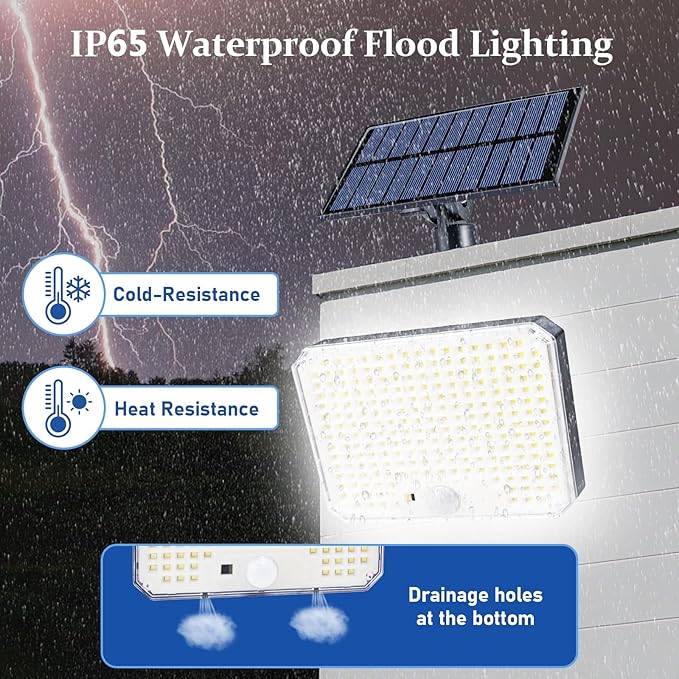 Solar Flood Lights Outdoor, 226 LEDs Flood Lights Motion Sensor, Dusk to Dawn Solar Outdoor Lighting with 3 Modes, Remote Control Outside Security Porch Lights for Garage Patio Yard (2 Pack)