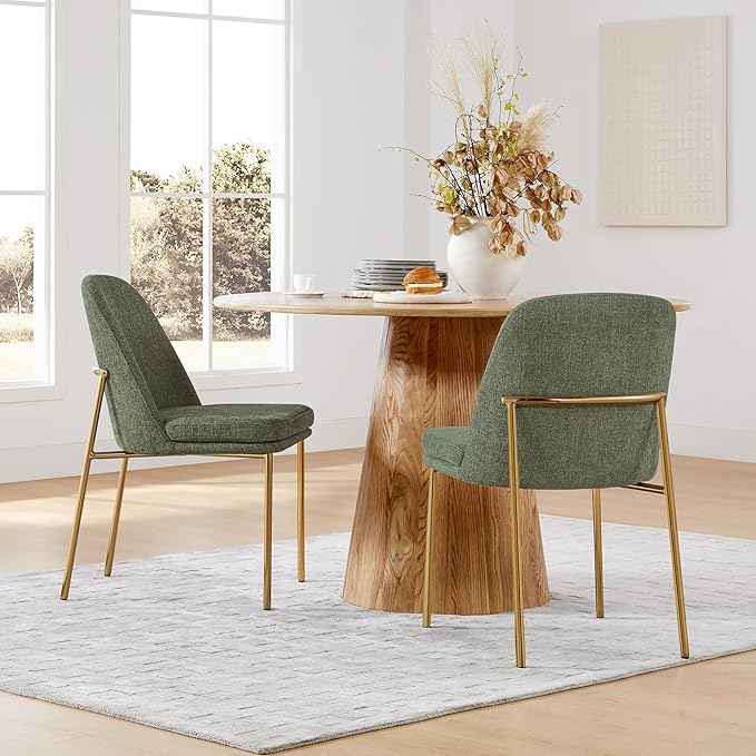 CHITA Modern Dining Chairs Set of 2, FSC Certified Metal Dining Chair for Dining Room, Moss Green