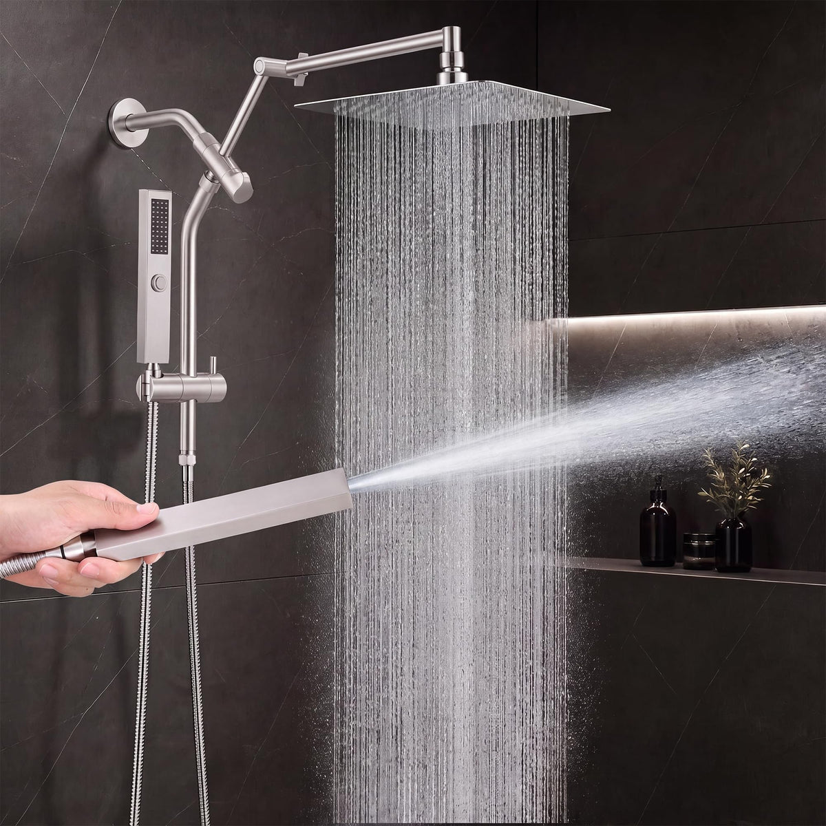 All Metal 10" Shower Head with Handheld, Built-in Power Jet Mode