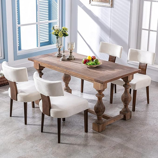 Dining Chairs Set of 4 Modern Dining Chair with Wood Legs, Upholstered Velvet Dining Chairs for Dining Room, Kitchen, Vanity, Living Room, Cream