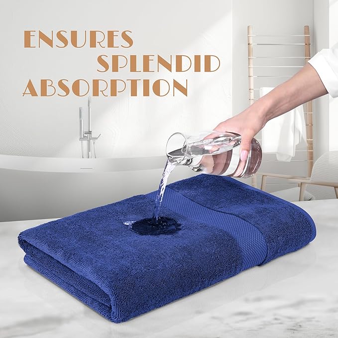 Wealuxe Navy Blue Bath Towels 24x50 Inch, Cotton Towel Set for Bathroom, Hotel, Gym, Spa, Soft Extra Absorbent Quick Dry 6 Pack