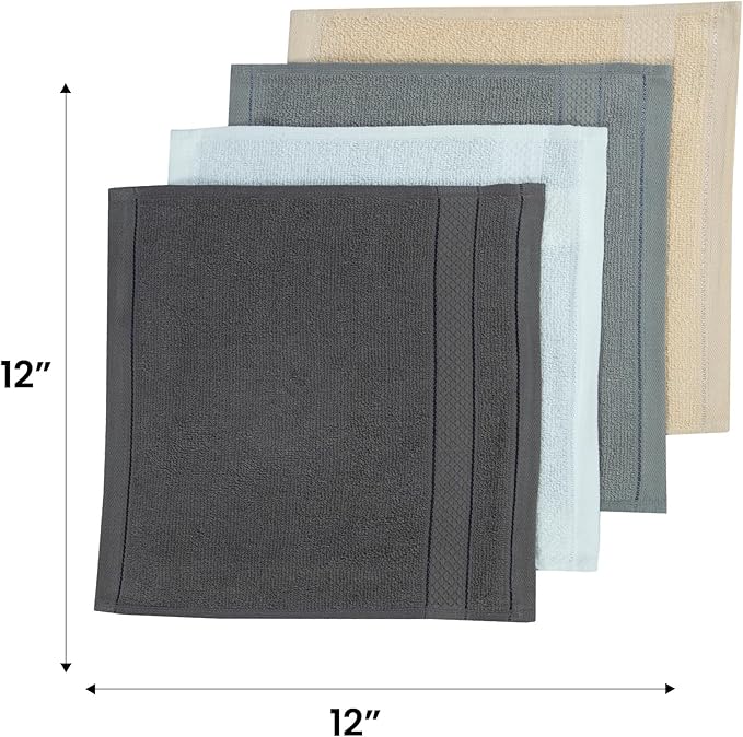Casa Lino Face Towels & Body Wash Cloths for Showering - 100% Cotton Wash Cloths for Bathroom - Highly Absorbent & Quick Drying Washcloth Set - Cotton Washcloths 24 Pack (12" x 12") - (Multicolor I)