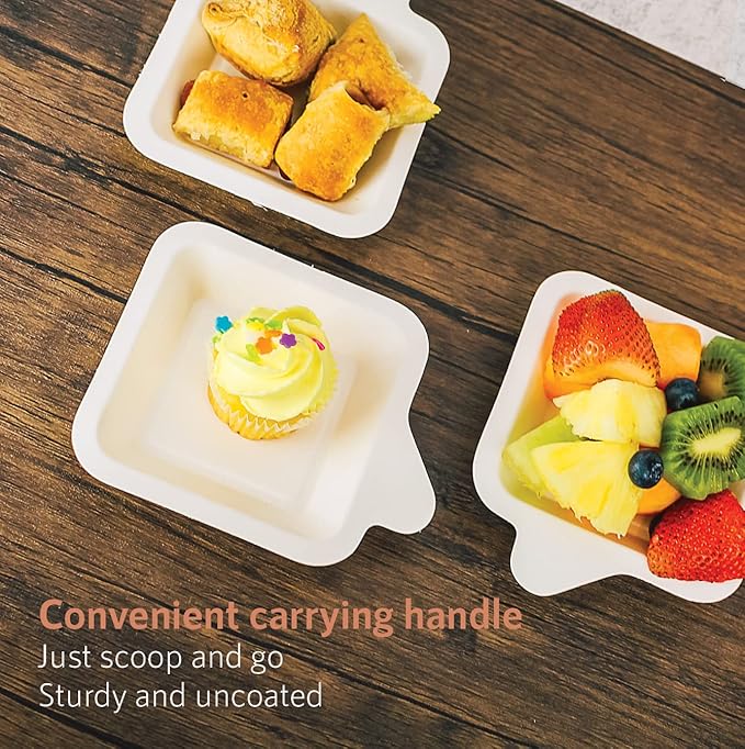 Upper Midland Products Small Paper Plates 4 Inch - 4 Inch Paper Dessert Plates Biodegradable | White (White - 100)