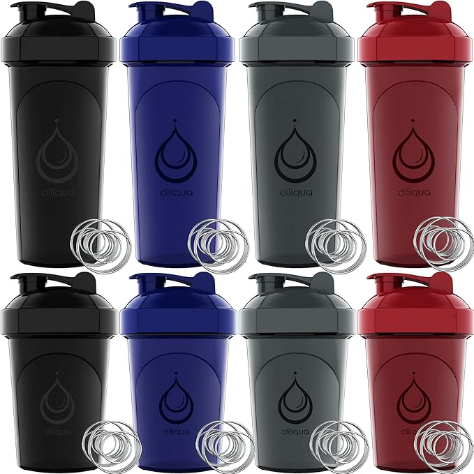 10 PACK- Shaker Bottles with Wire Whisks for Protein Mixes | Leakproof Blender Shaker Bottle Pack | BPA-Free & Dishwasher Safe | 5 Large 28 oz & 5 Small 20 oz Shaker Bottle | Cups for Shakes