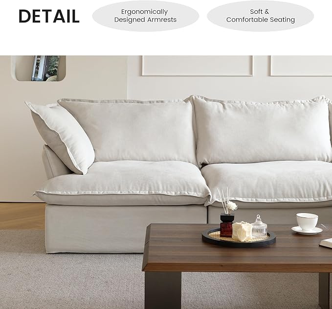 WJShome Modern Ottoman, Modular Sectional Sofa, Minimalist Wide Deep Seat Couches for Living Room Apartment Lounge Bedroom (Beige)