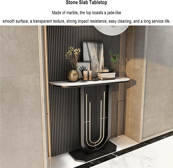 Console Table for Entryway Hall, Against Wall Hotel Long Porch table,stone top recibidor de entrada casa,Entry Home Wall Art Strip Table,for Living Room(B,31.5*11.8*31.5in/80*30*80cm)