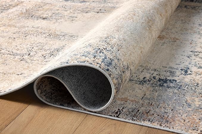 Loloi Teagan Collection TEA-08 Ivory/Mist 2'-8" x 7'-6" Runner Rug, Large, Soft Neutral Rug, High-Traffic for Living Room, Bedroom, Home Office, Dining Area