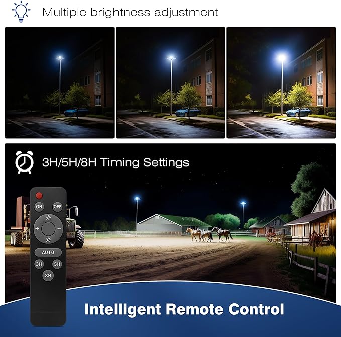 12000W Solar Street Lights Outdoor - 6500K Solar Parking Lot Lights Commercial Dusk to Dawn, Heavy Duty Split Type LED Solar Street Light Remote Control, Street Lights for Yard/Driveway