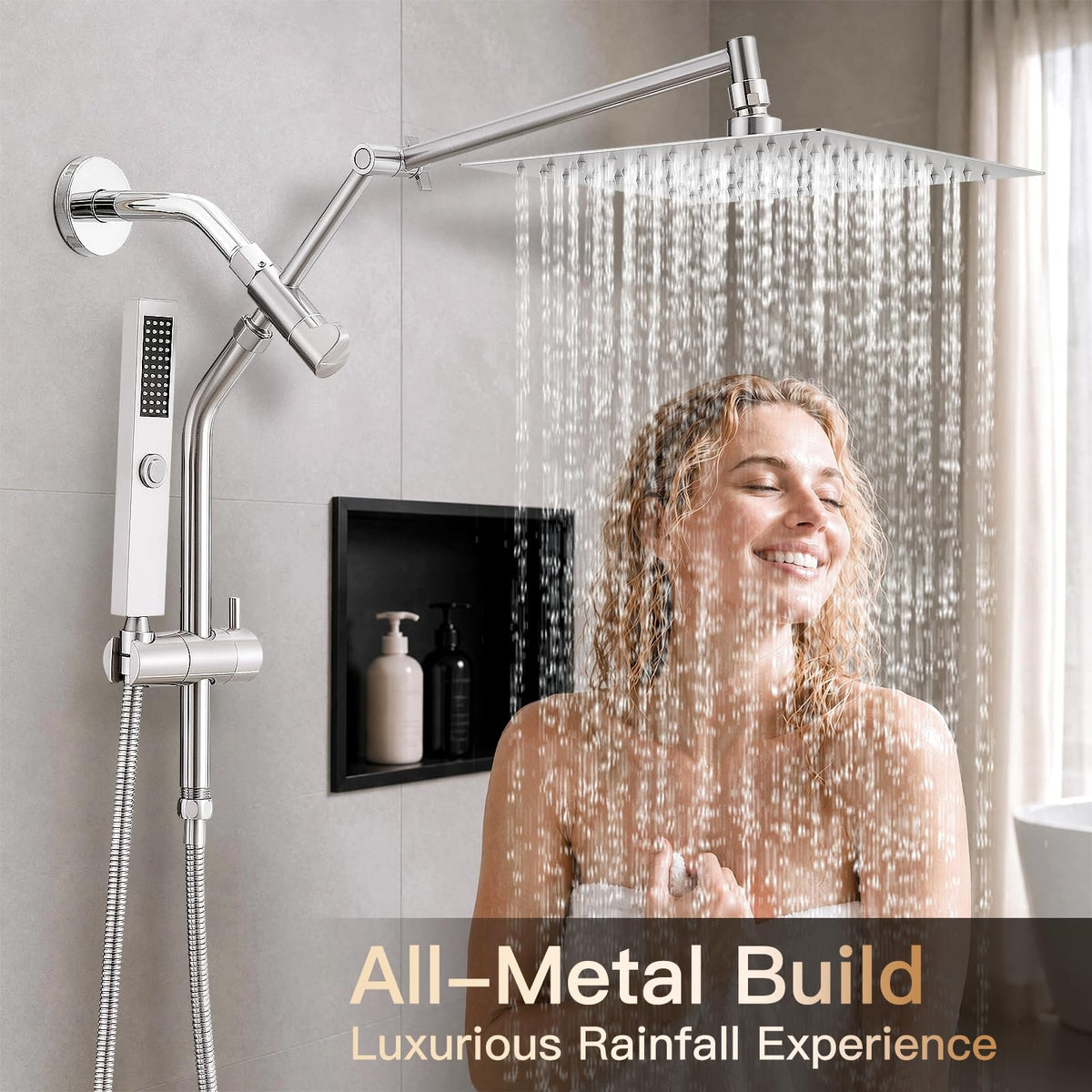 All Metal 10" Shower Head with Handheld, Built-in Power Jet Mode