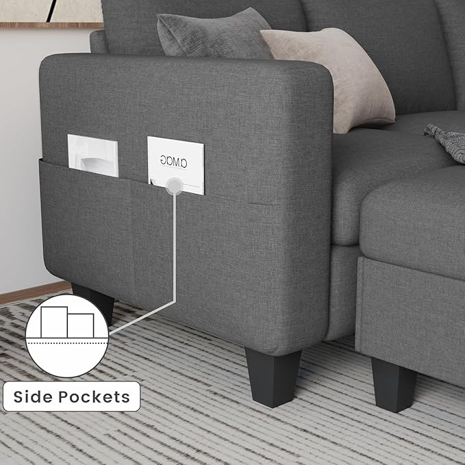 Sectional Couches for Living Room, 78" L Shaped Sofa 3 Seat Modern Couch with Storage Ottoman Convertible Couches for Small Space, Living Room, Bedroom, Apartment and Office